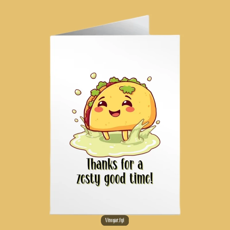 Free Printable Thank You Card: Funny Taco Vinegar Splash, Instant Download