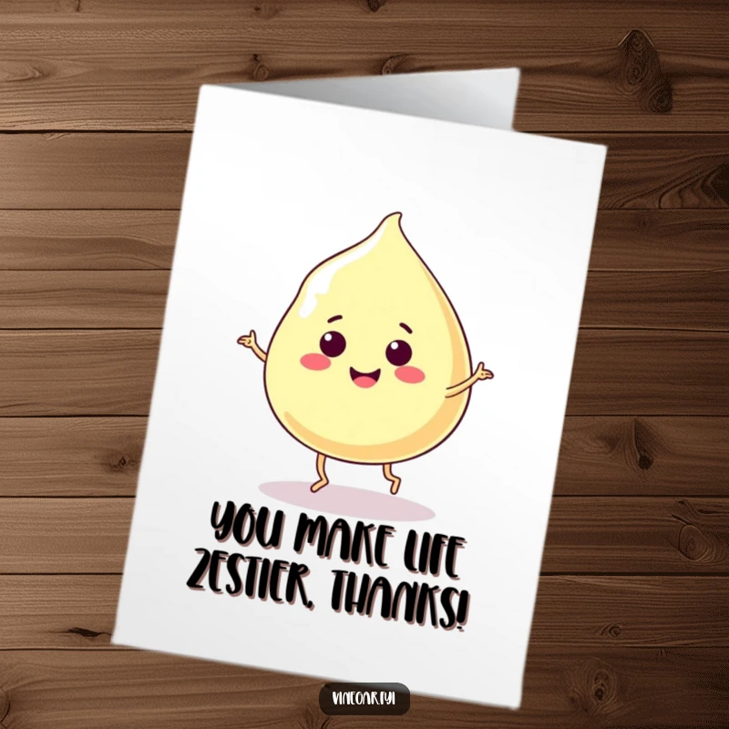 Funny Free Printable Thank You Card featuring a jiggly vinegar blob doing a happy dance. Hilarious downloadable gratitude.