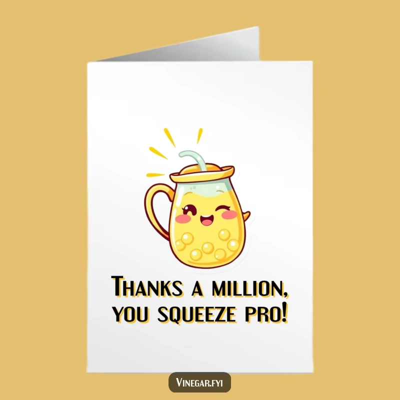Free Printable Thank You Card: Winking Lemonade Pitcher, Funny Downloadable Gratitude Gift!