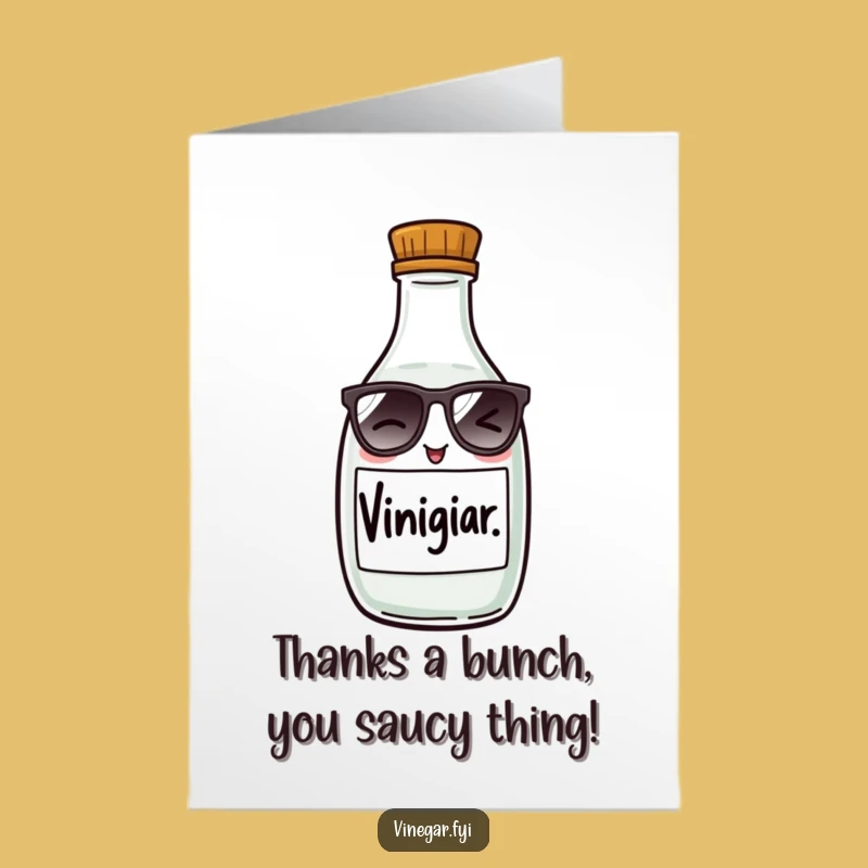Free Printable Thank You Card: Winking Vinegar Bottle - A Humorous Downloadable Gift