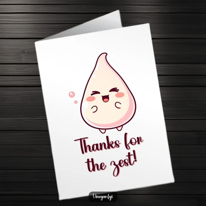 Funny Free Printable Thank You Card: A vinegar drop winks playfully, offering thanks with a mischievous and memorable zesty flair.