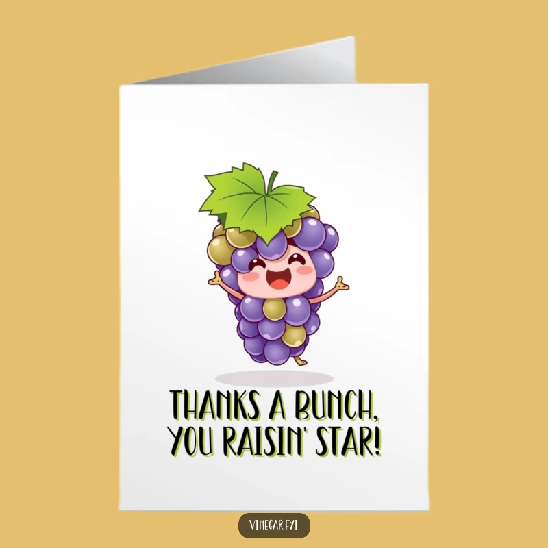Funny Grape Thank You Card Free Printable: Dancing Grape Expresses Gratitude Downloadable Gift