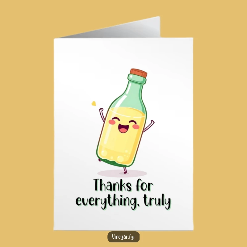 Free Printable Vinegar Thank You Card - Glee Bottle Downloadable Gift