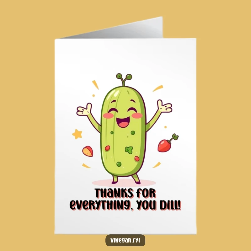 Free Printable Thank You Card: Dancing Pickle, Fun Downloadable Gift