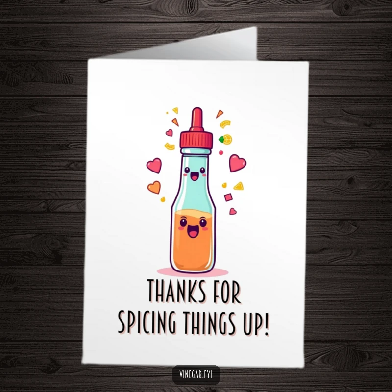 Funny Free Printable Thank You Card: A condiment squeeze bottle sprays a rainbow of colorful shapes, showing thanks with excitement.