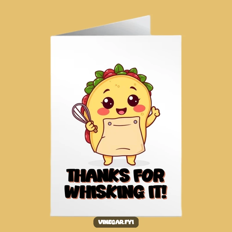 Free Printable Thank You Card: Kawaii Taco's Culinary Thanks, Funny Download