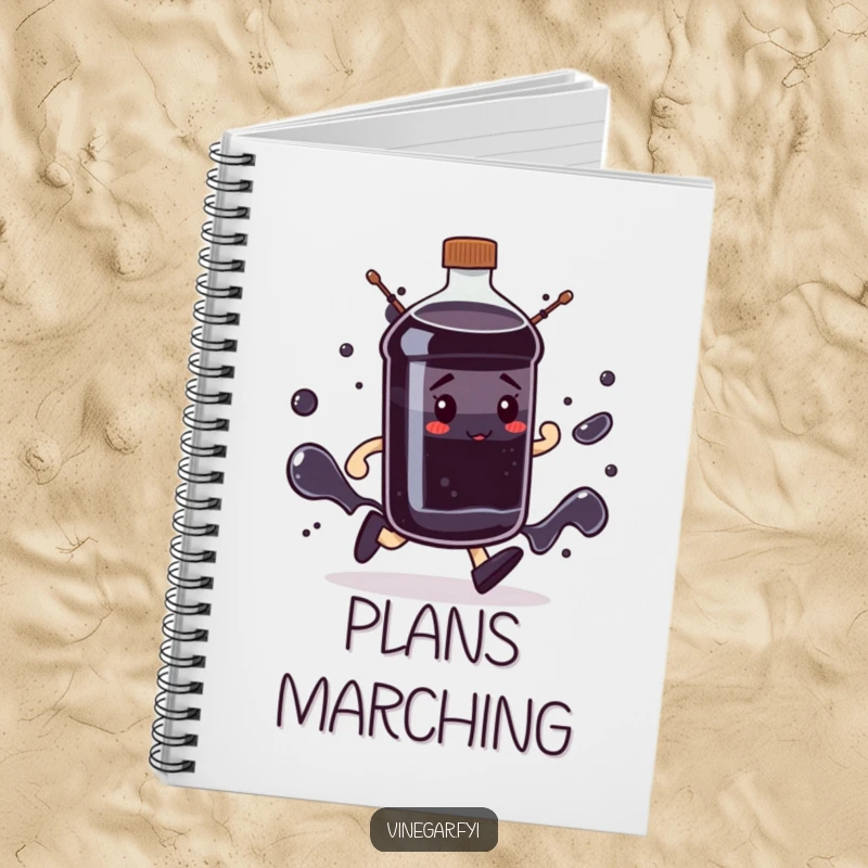 Funny determined dark liquid bottle notebook marching with purpose, perfect for goal-oriented notes, a funny gift.