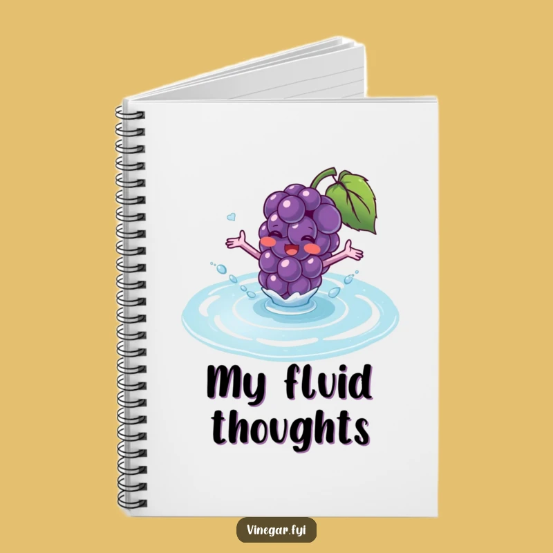Funny Purple Grape Splashing Notebook - Fruit Character Journal