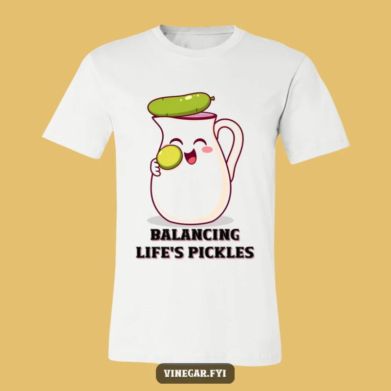 Funny Vinegar Jug T-Shirt - Hilarious Pickle Balancing Act