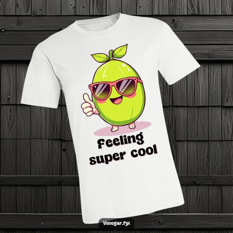 Funny Kawaii lime, sporting huge sunglasses and a wide grin, gives a thumbs up on this vibrant and funny t-shirt. Cool citrus vibes.