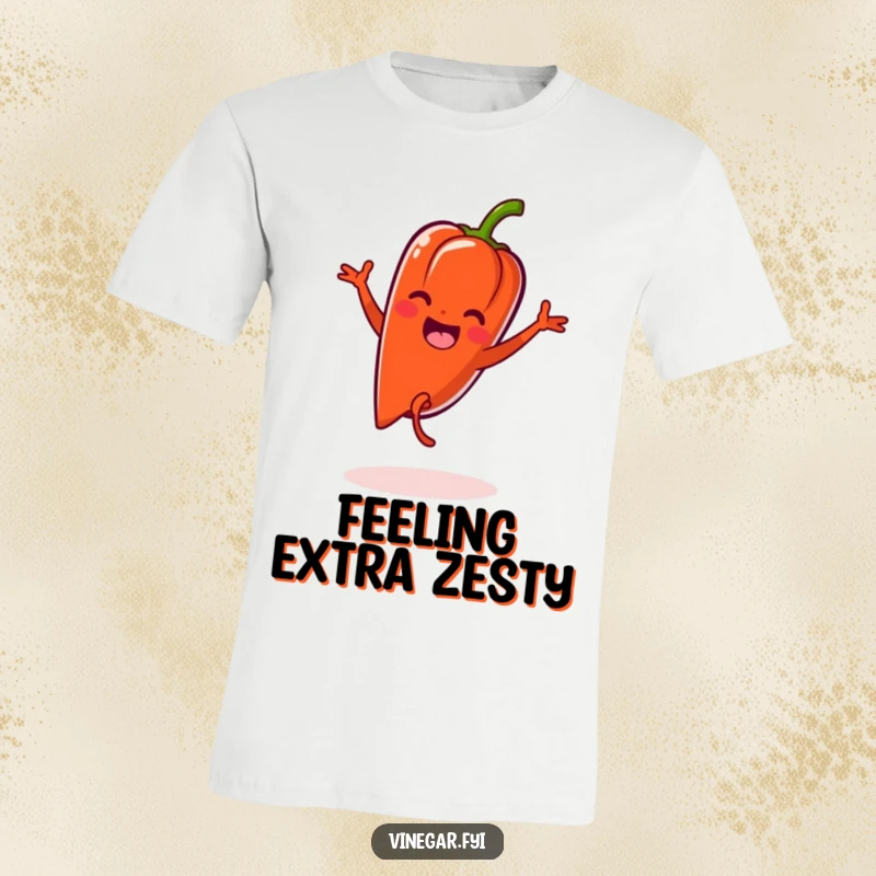 Funny Kawaii pepper doing a cartwheel with extreme zest, printed on a soft and breathable t-shirt.