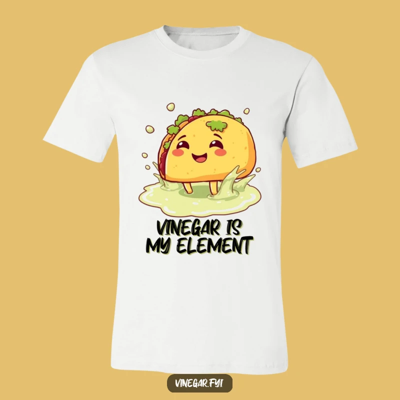 Funny Taco Splashing T-Shirt: Hilarious Vinegar Bath Tee for Foodie Fun