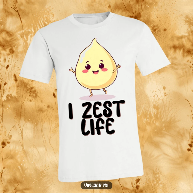 Funny graphic tee of a smiling, jiggly vinegar blob dancing happily with its tiny legs.