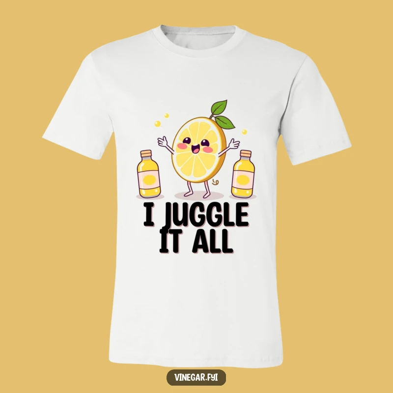 Funny Kawaii Lemon Juggling T-Shirt - Citrus Zing & Humorous Style