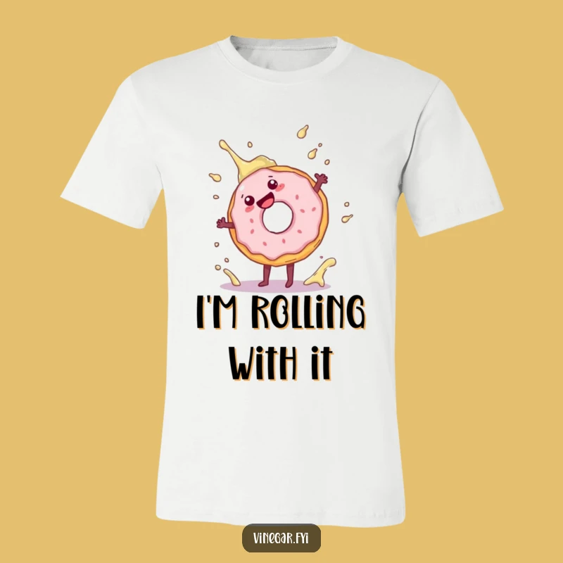 Funny Donut Cartwheel T-Shirt: Playful Doughnut Near Vinegar Splash, Great Gift!