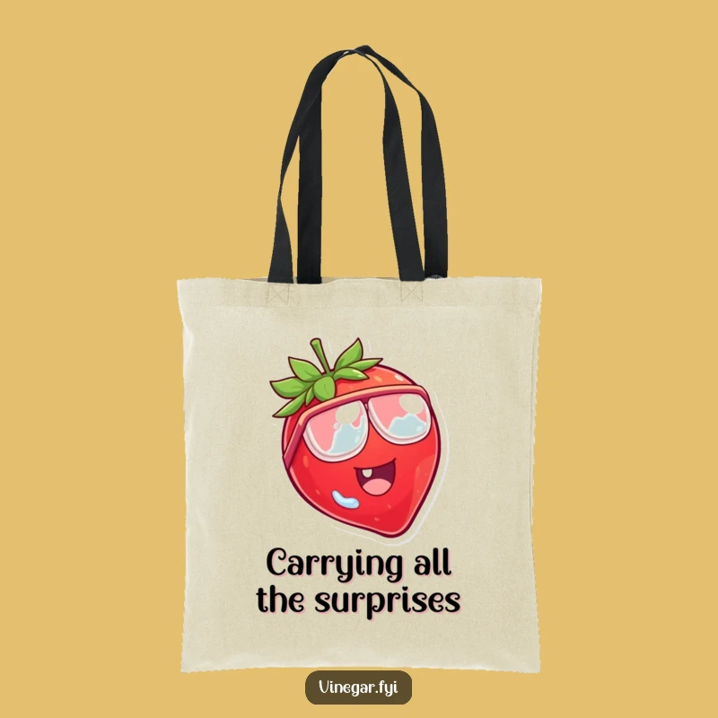 Funny Strawberry Tote Bag: Durable Fruit Cartoon Accessory