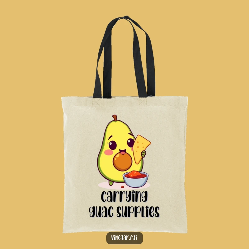 Funny Avocado Chip Dip Tote Bag: Amused Snack Accessory for Grocery Runs