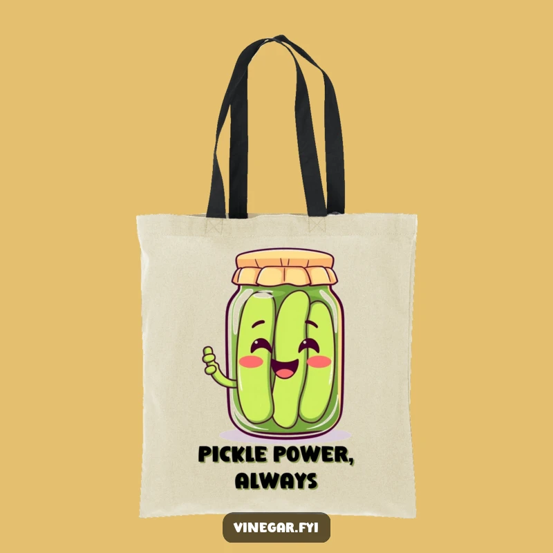 Funny Kawaii Pickle Jar Tote Bag, Happy Groceries Humor, Practical Gift