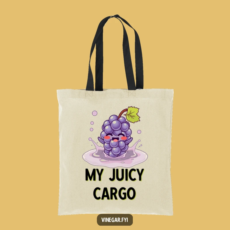 Funny Kawaii Grape Puddle Tote Bag - Carry Your Joyful Humor