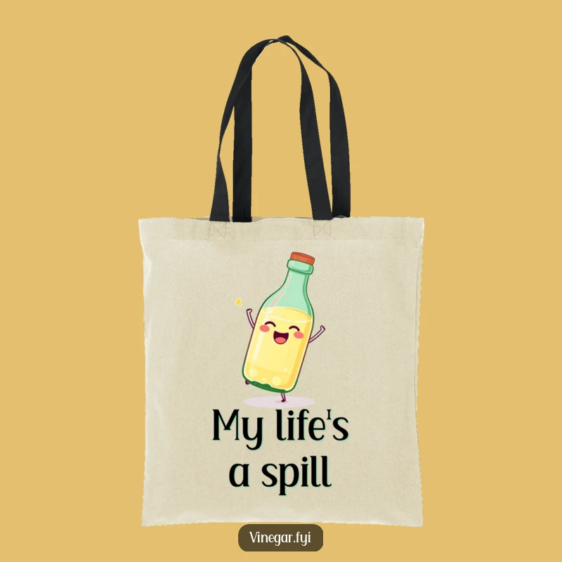 Funny Vinegar Bottle Tote Bag: Joyful Tipping, Unique Funny Gift for Kitchen Enthusiasts